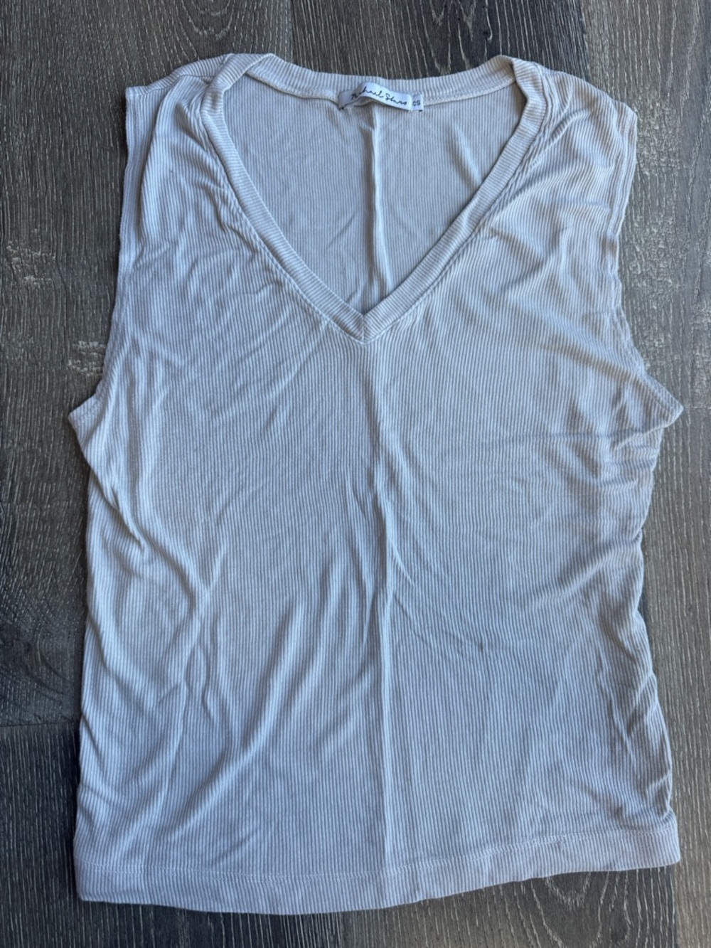 Michael Stars Light Gray Ribbed V-Neck Tank O/S MK0589